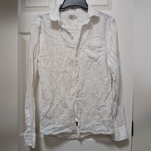 Faherty Sands Linen Shirt White Size Small S Long Sleeve Button Up